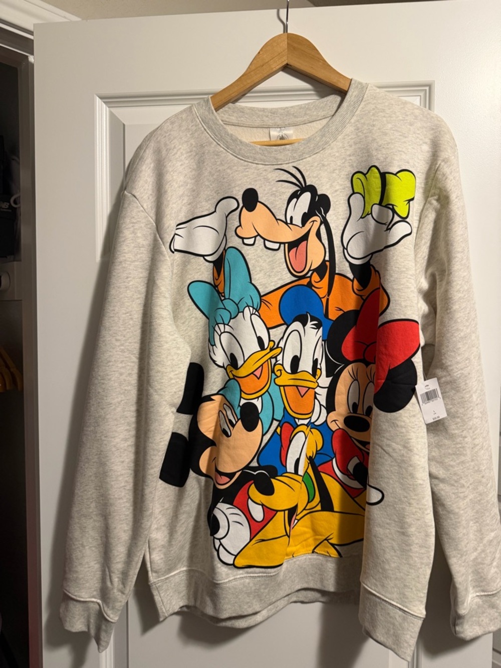 Disney Multicolor Cartoon Characters Crewneck Sweater - Heather Gray